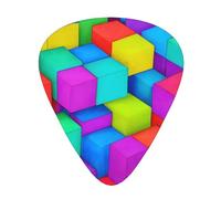 Guitar plectrums 12-piece set Comfortable in the hand with smooth edges Three thicknesses to match Colorful Squares Prints