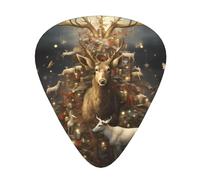 Guitar plectrums 12-piece set Comfortable in the hand with smooth edges Three thicknesses to match Cow deer tree christmas Pattern