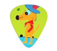 Guitar plectrums 12-piece set Comfortable in the hand with smooth edges Three thicknesses to match Cartoon dog doing sports Pattern