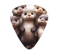 Guitar plectrums 12-piece set Comfortable in the hand with smooth edges Three thicknesses to match Cute otters Pattern