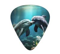 Guitar plectrums 12-piece set Comfortable in the hand with smooth edges Three thicknesses to match Dolphins in Love Pattern