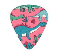 Guitar plectrums 12-piece set Comfortable in the hand with smooth edges Three thicknesses to match Dinosaurs Roses Picture