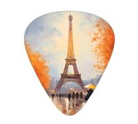 Guitar plectrums 12-piece set Comfortable in the hand with smooth edges Three thicknesses to match Eiffel Tower Paris Painting Pattern