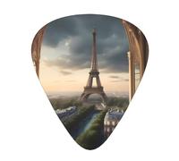 Guitar plectrums 12-piece set Comfortable in the hand with smooth edges Three thicknesses to match Eiffel Tower Paris View Pattern