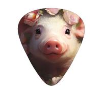 Guitar plectrums 12-piece set Comfortable in the hand with smooth edges Three thicknesses to match Flower pig Pattern