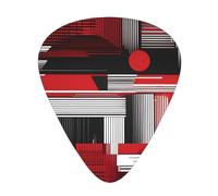 Guitar plectrums 12-piece set Comfortable in the hand with smooth edges Three thicknesses to match Fashion red and black Pattern