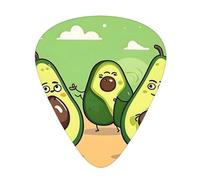 Guitar plectrums 12-piece set Comfortable in the hand with smooth edges Three thicknesses to match Funny Cartoon Avocados Picture