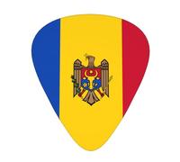 Guitar plectrums 12-piece set Comfortable in the hand with smooth edges Three thicknesses to match Flag of Moldova Picture