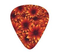 Guitar plectrums 12-piece set Comfortable in the hand with smooth edges Three thicknesses to match Flaming Fire Flowers Pattern