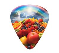 Guitar plectrums 12-piece set Comfortable in the hand with smooth edges Three thicknesses to match Fruit Rainbow Pattern