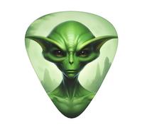 Guitar plectrums 12-piece set Comfortable in the hand with smooth edges Three thicknesses to match Green alien Picture