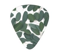 Guitar plectrums 12-piece set Comfortable in the hand with smooth edges Three thicknesses to match Green Eucalyptus Leaves Pattern