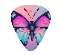 Guitar plectrums 12-piece set Comfortable in the hand with smooth edges Three thicknesses to match Hand drawn color butterfly Prints