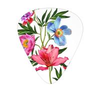 Guitar plectrums 12-piece set Comfortable in the hand with smooth edges Three thicknesses to match Hand painted flower Pattern
