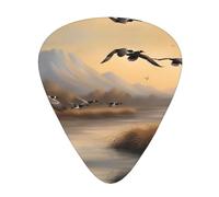 Guitar plectrums 12-piece set Comfortable in the hand with smooth edges Three thicknesses to match Hunting Flying Wild Ducks Pattern