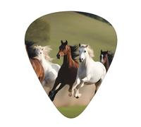 Guitar plectrums 12-piece set Comfortable in the hand with smooth edges Three thicknesses to match Horses at the gallop Picture