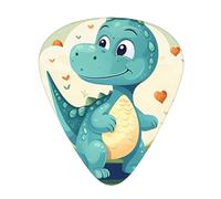 Guitar plectrums 12-piece set Comfortable in the hand with smooth edges Three thicknesses to match Little Dinosaur in Green Grass Picture