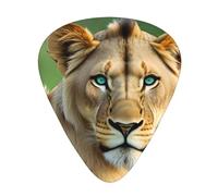 Guitar plectrums 12-piece set Comfortable in the hand with smooth edges Three thicknesses to match Lioness with Blue Green Eyes Prints