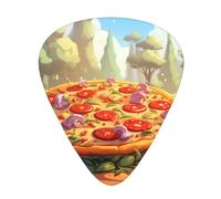Guitar plectrums 12-piece set Comfortable in the hand with smooth edges Three thicknesses to match Large Pizza Picture