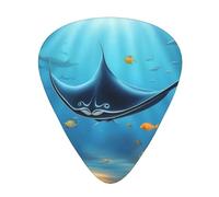 Guitar plectrums 12-piece set Comfortable in the hand with smooth edges Three thicknesses to match Manta Ray and Fish Picture