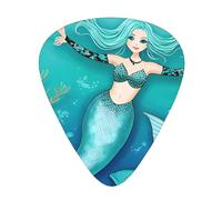 Guitar plectrums 12-piece set Comfortable in the hand with smooth edges Three thicknesses to match Mermaid Teal Fish Prints