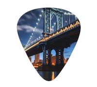 Guitar plectrums 12-piece set Comfortable in the hand with smooth edges Three thicknesses to match New York Manhattan Bridge Night Picture