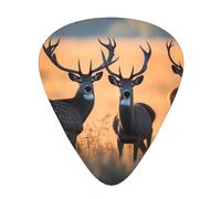 Guitar plectrums 12-piece set Comfortable in the hand with smooth edges Three thicknesses to match Nature wild Animal Deers Picture
