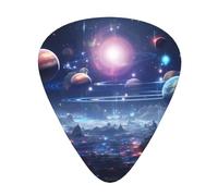 Guitar plectrums 12-piece set Comfortable in the hand with smooth edges Three thicknesses to match Outer Space Planets Picture