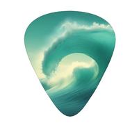 Guitar plectrums 12-piece set Comfortable in the hand with smooth edges Three thicknesses to match Ocean Green Wave Surf Prints