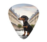 Guitar plectrums 12-piece set Comfortable in the hand with smooth edges Three thicknesses to match Parisian Dachshund Prints
