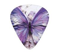 Guitar plectrums 12-piece set Comfortable in the hand with smooth edges Three thicknesses to match Purple Oil Painting Butterfly Picture