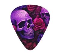 Guitar plectrums 12-piece set Comfortable in the hand with smooth edges Three thicknesses to match purple skulls and roses Picture