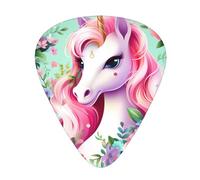 Guitar plectrums 12-piece set Comfortable in the hand with smooth edges Three thicknesses to match Pink Unicorn Picture