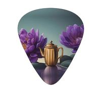 Guitar plectrums 12-piece set Comfortable in the hand with smooth edges Three thicknesses to match purple and teal flowers Pattern