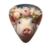 Guitar plectrums 12-piece set Comfortable in the hand with smooth edges Three thicknesses to match Painting Flower Pig Prints
