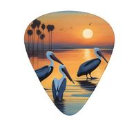 Guitar plectrums 12-piece set Comfortable in the hand with smooth edges Three thicknesses to match Pelicans Art Print Pattern