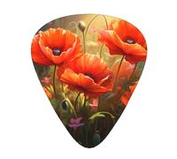 Guitar plectrums 12-piece set Comfortable in the hand with smooth edges Three thicknesses to match Poppies in Bloom Picture