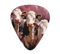 Guitar plectrums 12-piece set Comfortable in the hand with smooth edges Three thicknesses to match Pink Flower Show Steer Cows Cattle Prints
