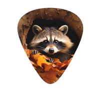 Guitar plectrums 12-piece set Comfortable in the hand with smooth edges Three thicknesses to match Raccoon in The Fall Tree Hole Picture