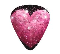 Guitar plectrums 12-piece set Comfortable in the hand with smooth edges Three thicknesses to match Red Heart Pink Glitter Picture