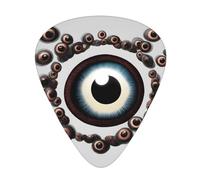 Guitar plectrums 12-piece set Comfortable in the hand with smooth edges Three thicknesses to match Rounded eyeballs Pattern