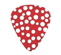 Guitar plectrums 12-piece set Comfortable in the hand with smooth edges Three thicknesses to match red white polka dot Prints