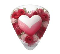Guitar plectrums 12-piece set Comfortable in the hand with smooth edges Three thicknesses to match Romantic Heart Picture