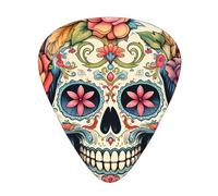 Guitar plectrums 12-piece set Comfortable in the hand with smooth edges Three thicknesses to match Sugar Skull Print Pattern
