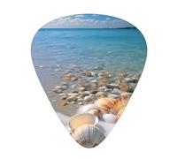 Guitar plectrums 12-piece set Comfortable in the hand with smooth edges Three thicknesses to match Seashell Landscape On The Beach Prints
