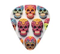 Guitar plectrums 12-piece set Comfortable in the hand with smooth edges Three thicknesses to match Sugar Skulls Pattern