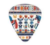 Guitar plectrums 12-piece set Comfortable in the hand with smooth edges Three thicknesses to match Swedish Dala Horse Folk Picture
