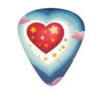 Guitar plectrums 12-piece set Comfortable in the hand with smooth edges Three thicknesses to match Shooting Star Heart Prints