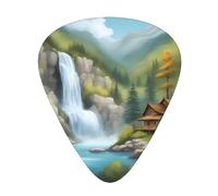 Guitar plectrums 12-piece set Comfortable in the hand with smooth edges Three thicknesses to match Scenic mountain waterfall Prints