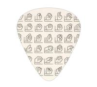 Guitar plectrums 12-piece set Comfortable in the hand with smooth edges Three thicknesses to match Sign Language Alphabet Pattern